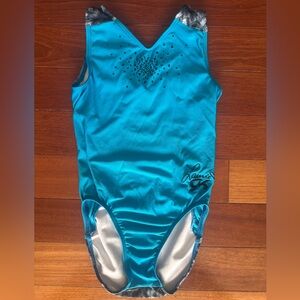 GK Blue Leotard with Black Accents-AXS
